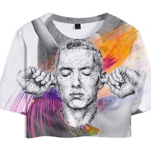 Eminem 3D Print All-over Print Crop Top T-shirt XS